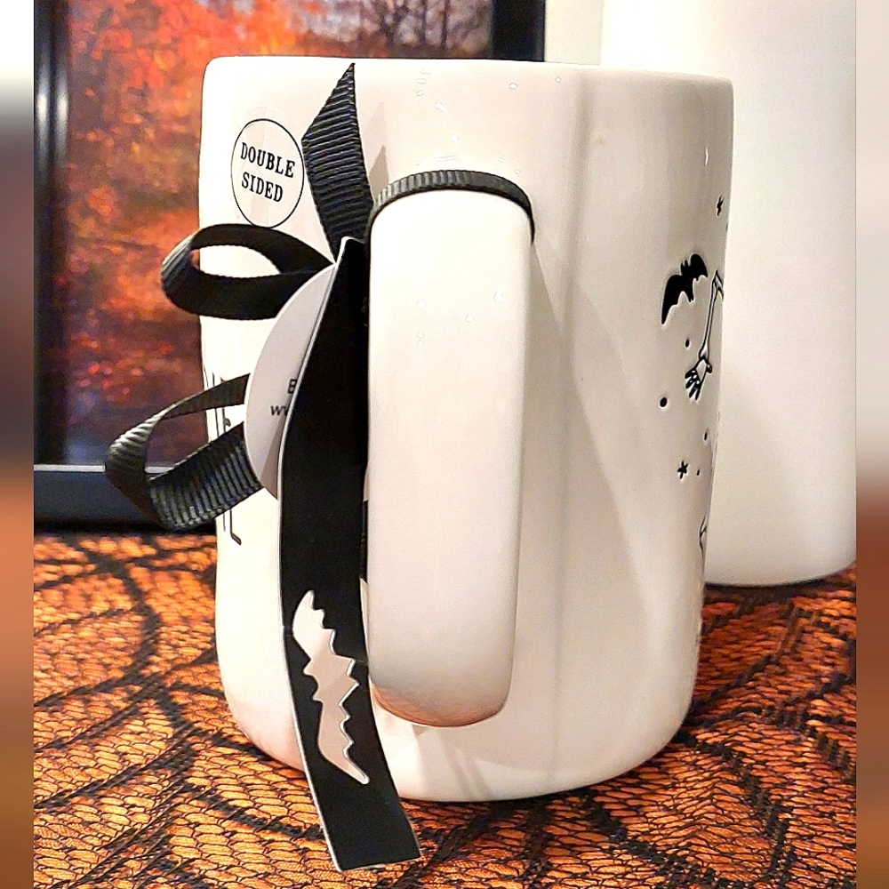 Rae Dunn "LET'S BOO-GIE" Double Sided Dancing Skeleton Glossy Finish Mug NWT - Picture 5 of 8